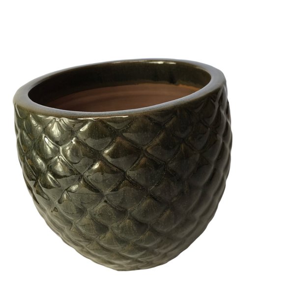 New Tommy Bahama Planter, Container, Pot, Ceramic, Glazed, Green, Textured 7.5" - Picture 1 of 14